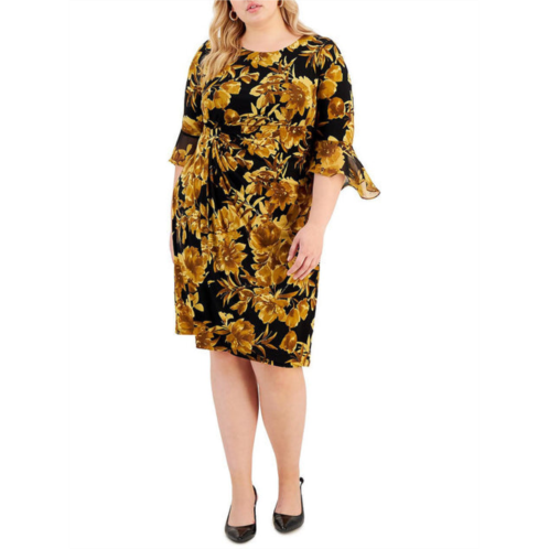 Connected Apparel plus womens knit floral fit & flare dress