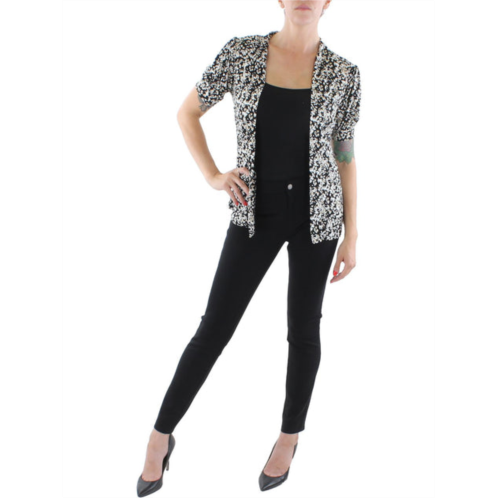 NY Collection petites womens knit printed collarless blazer
