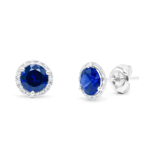 Diana M. 14kt yellow gold sapphire halo cluster flower earring featuring 1.30 cts of sapphires and 0.22 cts of diamonds