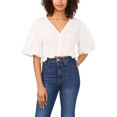 1.State womens puff sleeve smocked cropped
