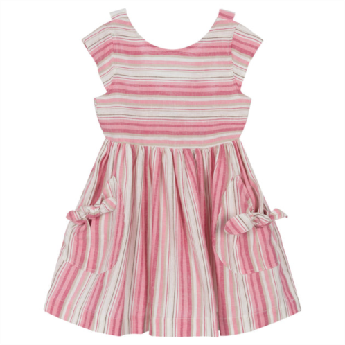 Mayoral pink hibiscus striped dress