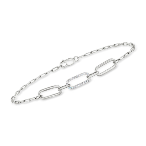 RS Pure by ross-simons pave diamond paper clip link bracelet in sterling silver