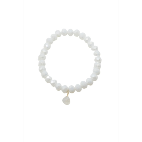 A Blonde and Her Bag white crystal bracelet with moonstone in gold