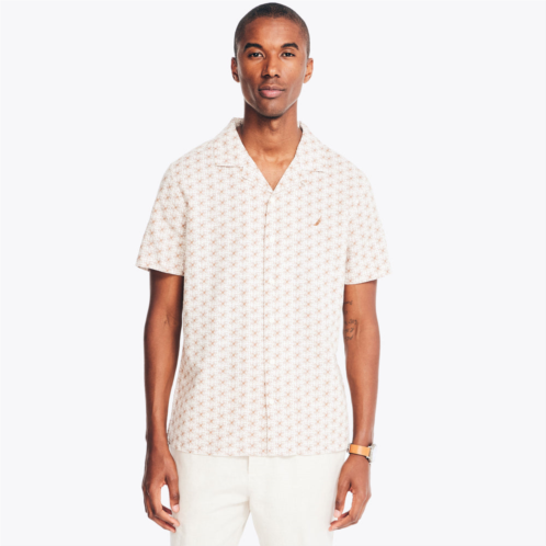 Nautica mens sustainably crafted printed linen short-sleeve shirt