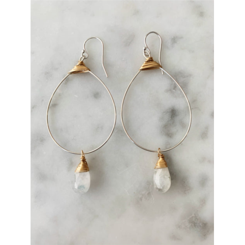 A Blonde and Her Bag small featherweight hoop demi fine earring with moonstone drop