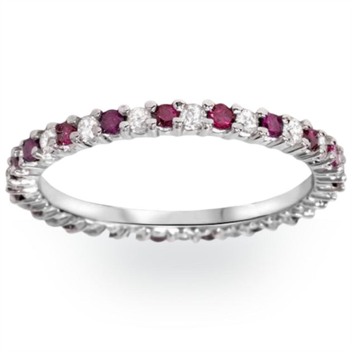 Pompeii3 1/2ct ruby & diamond eternity wedding ring 14k white gold womens band