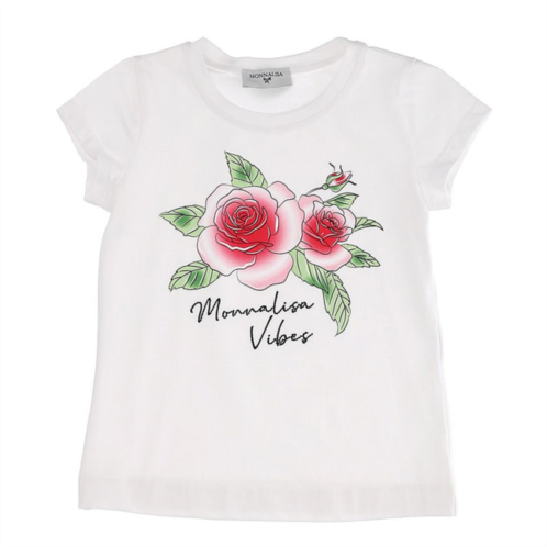 Monnalisa white rose logo t-shirt