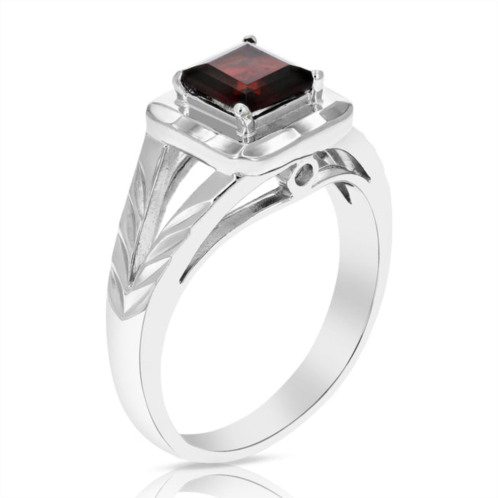 Vir Jewels 1.50 cttw garnet ring .925 sterling silver with rhodium solitaire princess 6 mm