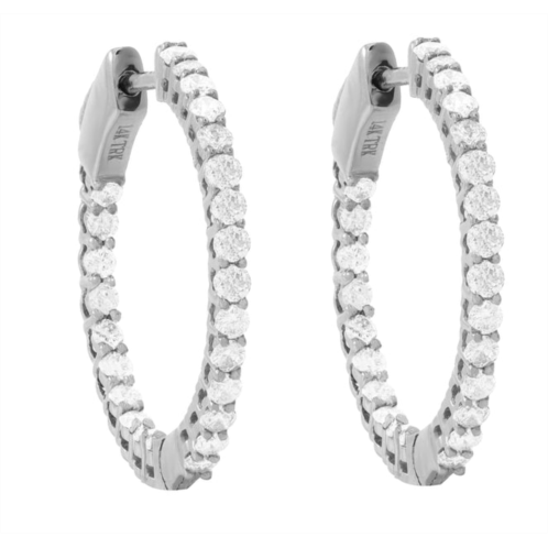 Diana M. 14kt white gold diamond in-out round hoop earrings with 1.00 cts tw