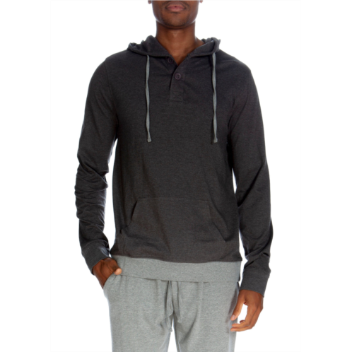 Unsimply Stitched henley hoodie with contrasted cuff