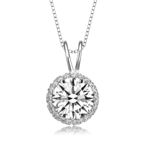 Genevive sterling silver round-cut cubic zirconia necklace