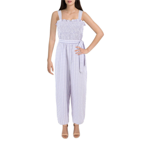Riley & Rae womens checkered square-neck jumpsuit