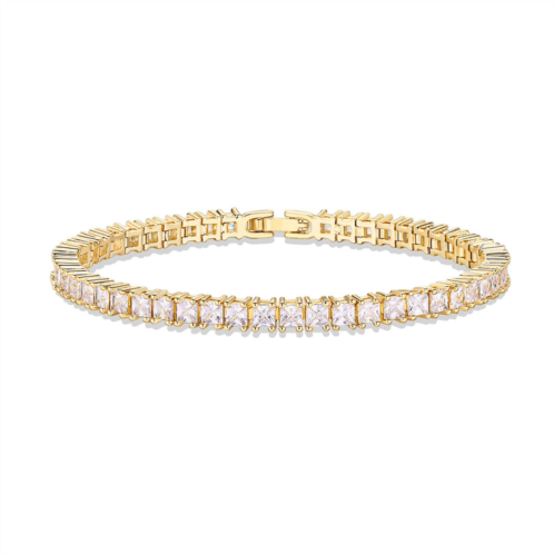Liv Oliver 18k gold cz princess-cut eternity tennis bracelet