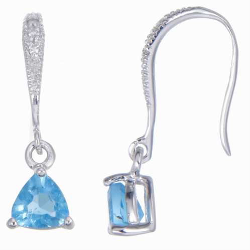Vir Jewels 0.80 cttw blue topaz earrings .925 sterling silver with rhodium triangle shape