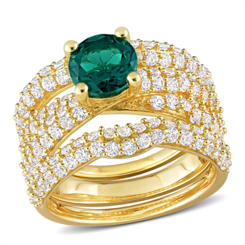 Mimi & Max 3 3/4ct tgw created emerald created white sapphire bridal ring set in yellow silver