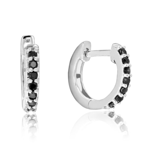 Vir Jewels 1/4 cttw black diamond hoop earrings .925 sterling silver 14 stone prong 1/2 inch