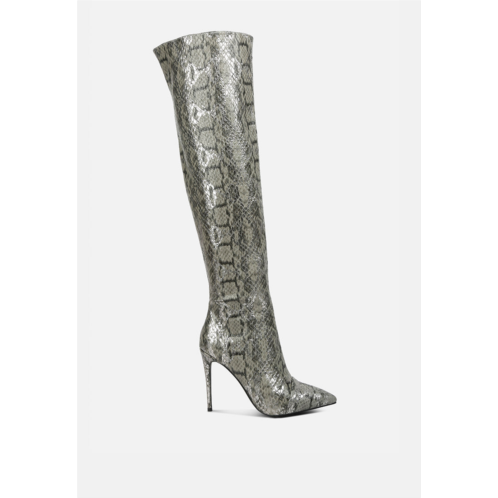 London Rag catalina snake print stiletto knee boots
