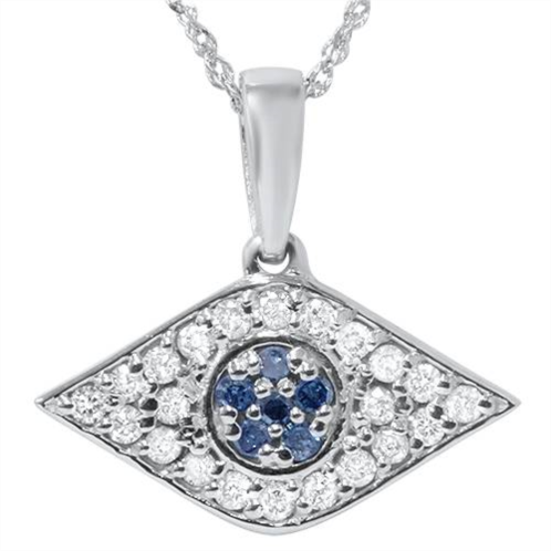 Pompeii3 1/4ct blue & white diamond evil eye pendant 14k white gold w/ 18 chain & box