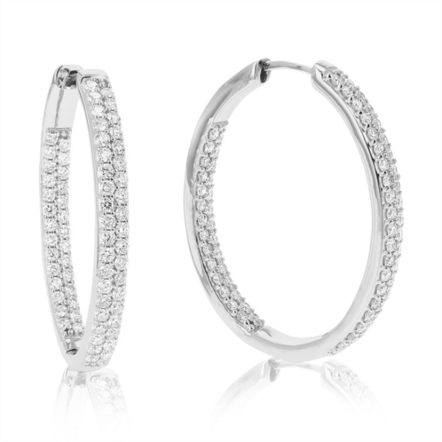 Vir Jewels 1 cttw round cut lab grown diamond hoop earrings in .925 sterling silver prong set 1 1/4 inch
