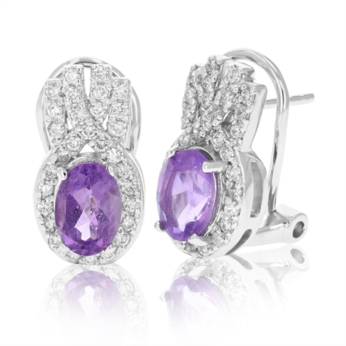 Vir Jewels 0.80 cttw purple amethyst dangle earrings .925 sterling silver 7x5 mm oval