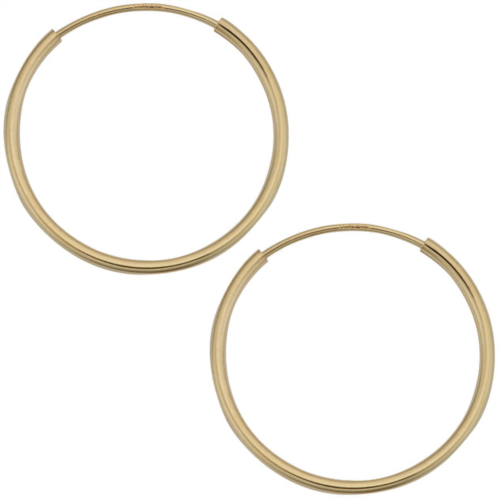 Fremada 14k yellow gold 1mm thick 18mm round tube endless hoop earrings