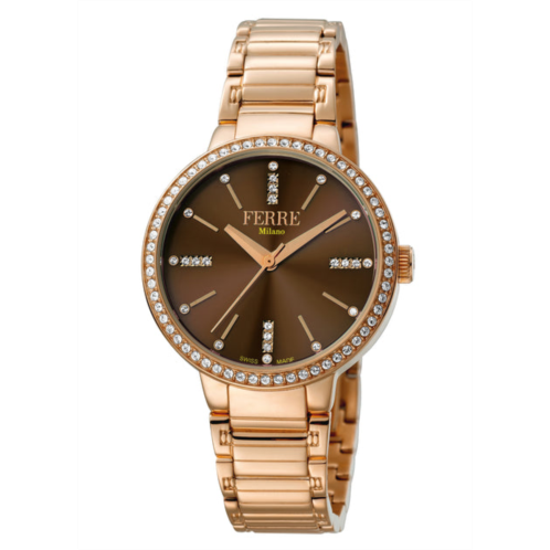 Ferre Milano womens brown dial stainless steel watch