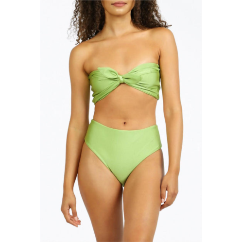 NIRVANIC belize strapless bandeau bikini top in shine kiwi
