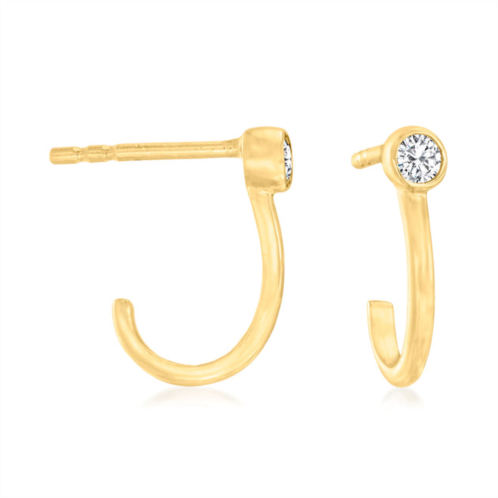 Canaria Fine Jewelry canaria bezel-set diamond j-hoop earrings in 10kt yellow gold