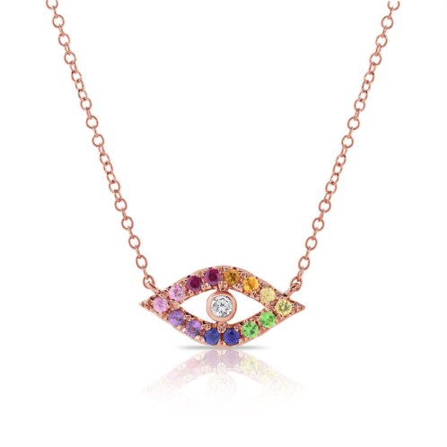 Sabrina Designs 14k gold & rainbow sapphire evil eye necklace