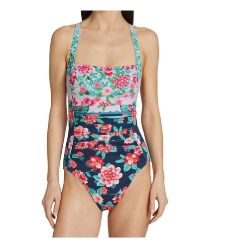 Johnny Was japer ruched one piece swimsuit in multi