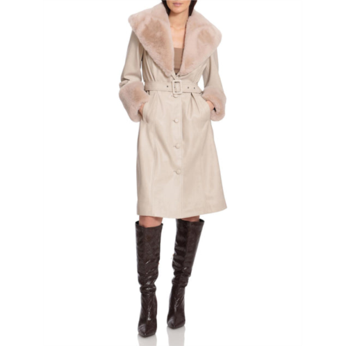 Avec Les Filles womens faux leather midi long coat