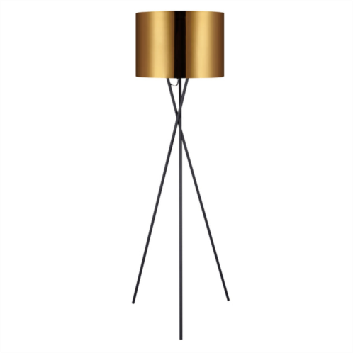 Teamson home cara 62.2 modern metal tripod floor lamp with drum shade