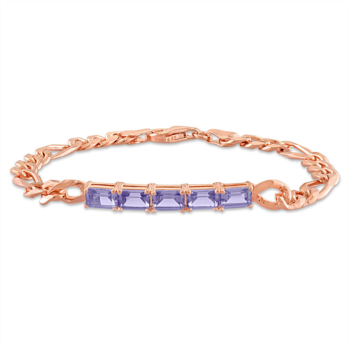 Mimi & Max 2 1/4 ct tgw simulated alexandrite birthstone link bracelet in rose plated sterling silver