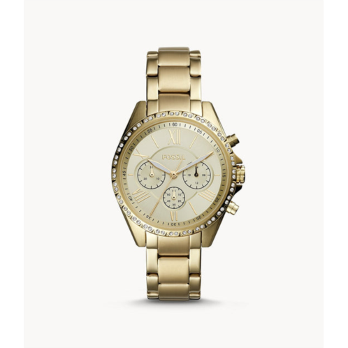 Fossil womens modern courier chronograph, gold-tone stainless steel watch