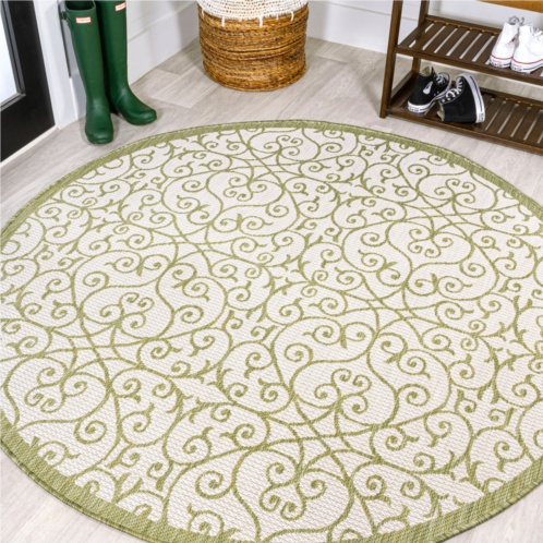 JONATHAN Y madrid vintage filigree textured weave indoor/outdoor round area rug