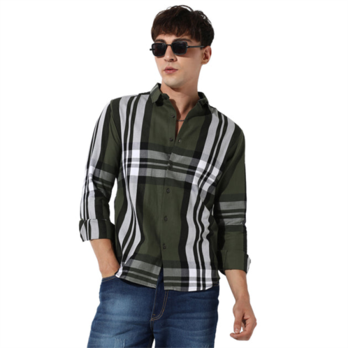 Campus Sutra maxi plaid button-up shirt