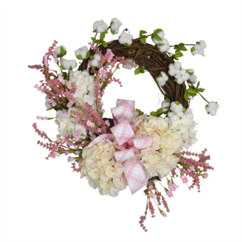 Creative Displays 30 x 28 cotton & heather wreath with a pink bow