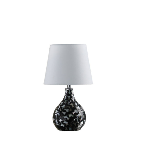 Simplie Fun 11.5 in modern black seashell swirl pattern mini polyresin table lamp