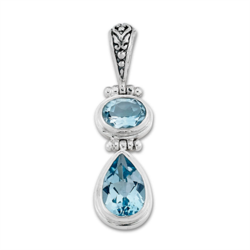 Samuel B. Jewelry sterling silver two stone blue topaz pendant