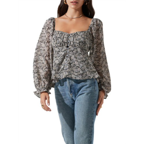 ASTR the Label womens floral long sleeves button-down top