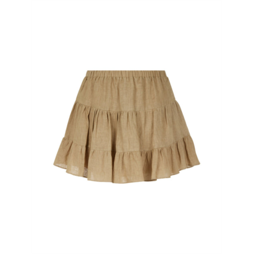 Nocturne tiered mini linen skirt