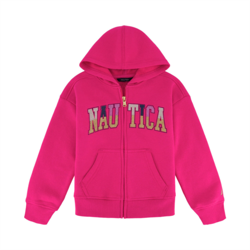 Nautica little girls glitter full-zip fleece hoodie (4-6x)