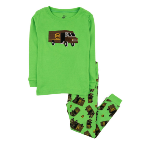 Leveret kids two piece cotton pajamas ups green