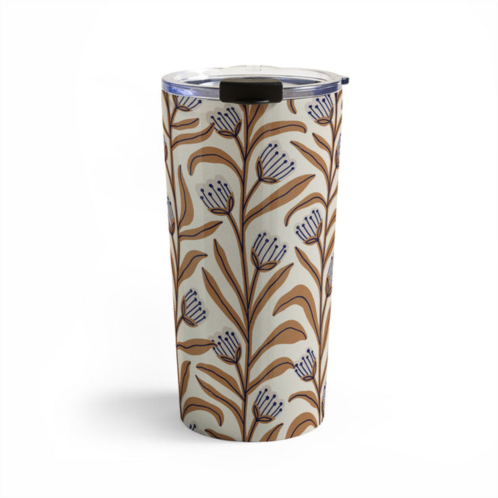 Deny Designs alisa galitsyna bellflower pattern brown ivory travel mug