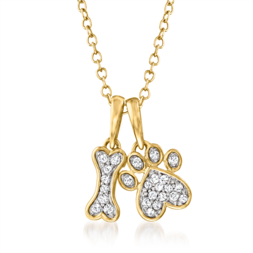 Ross-Simons diamond dog bone and paw pendant necklace in 14kt yellow gold