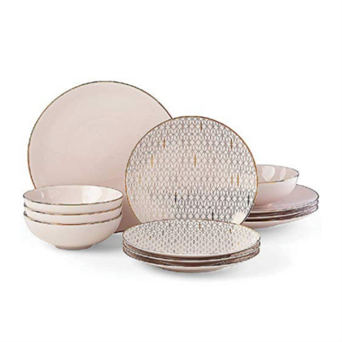 Lenox trianna blush 12-piece dinnerware set, pink