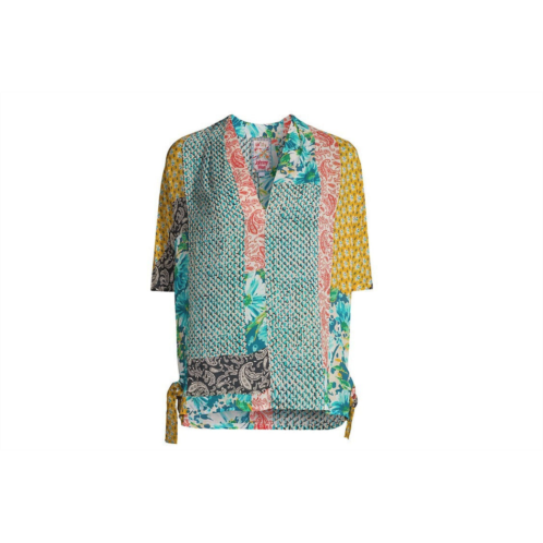 Johnny Was womens paisley ravenne top blouse v-neck floral pattern multicolor