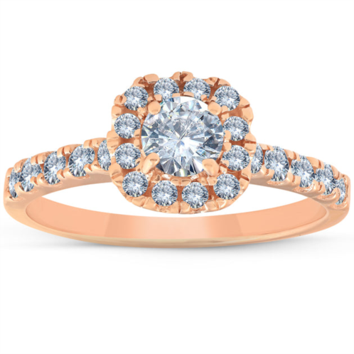 Pompeii3 1 ct diamond cushion halo engagement ring 14k rose gold