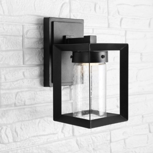 JONATHAN Y nate 6.75 outdoor modern cube bubble glass/metal integrated led wall sconce