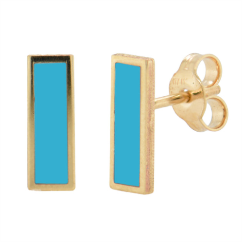 Sabrina Designs 14k gold turquoise bar stud earrings